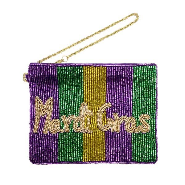 Mardi Gras Seed Beaded Purse