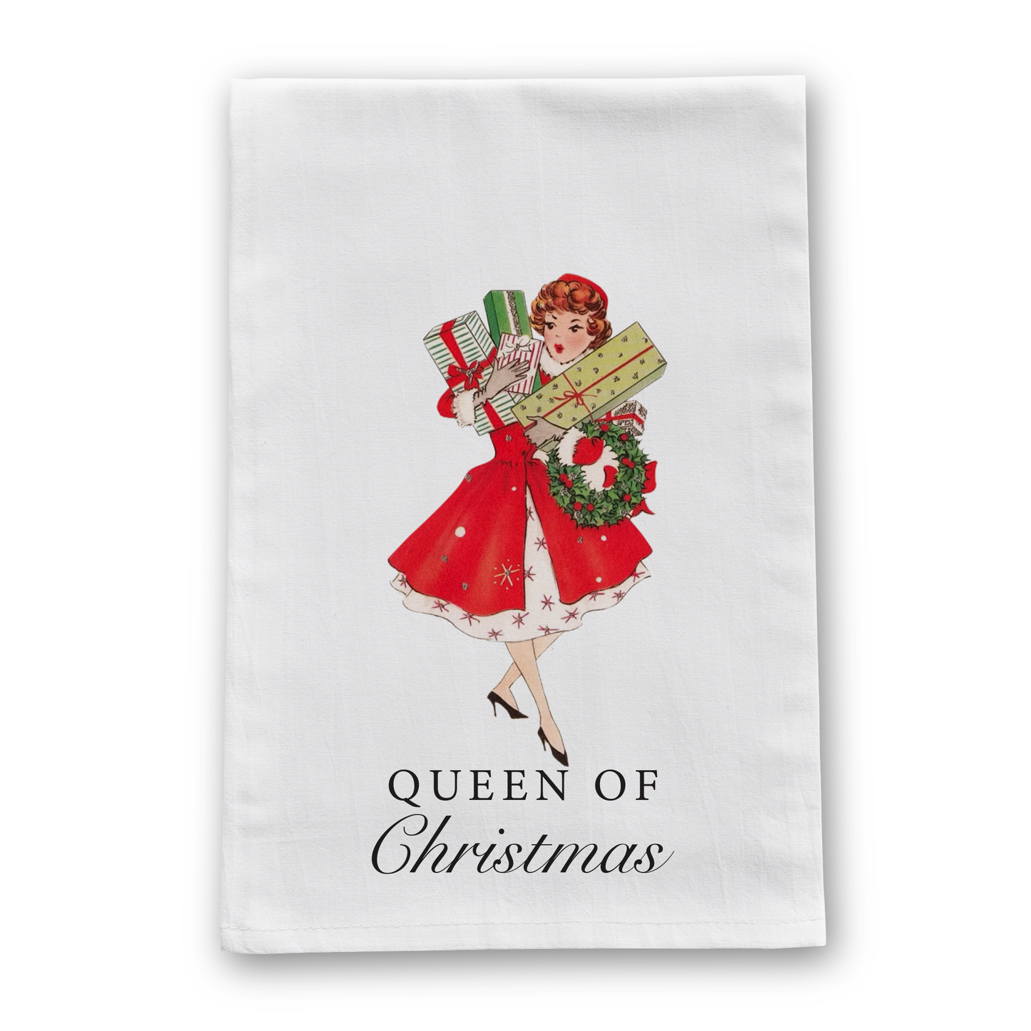 Queen of Christmas Tea Towel