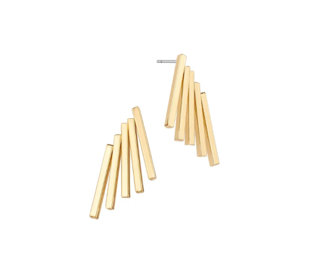 Gold Slant Stud Earrings