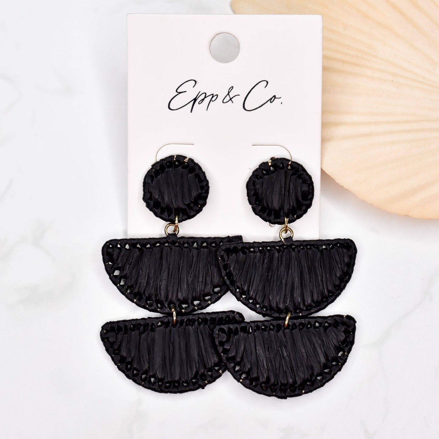 Black Trifeca Drop Earrings