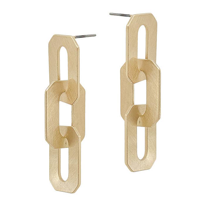 Brushed Gold Link Earrings