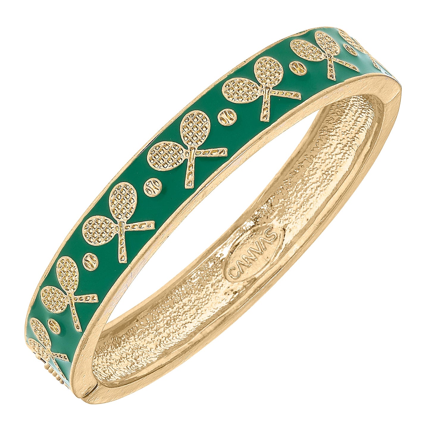 Briar Tennis Racquet Enamel Hinge Bangle In Green