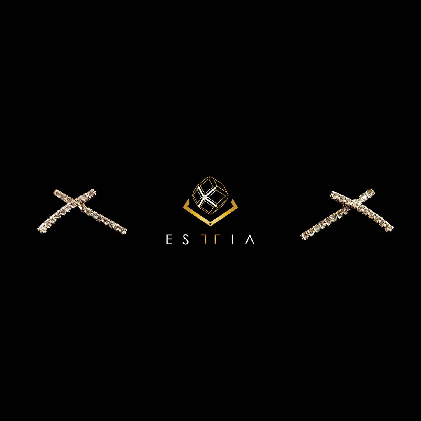 Crossing Stud Earrings In Gold