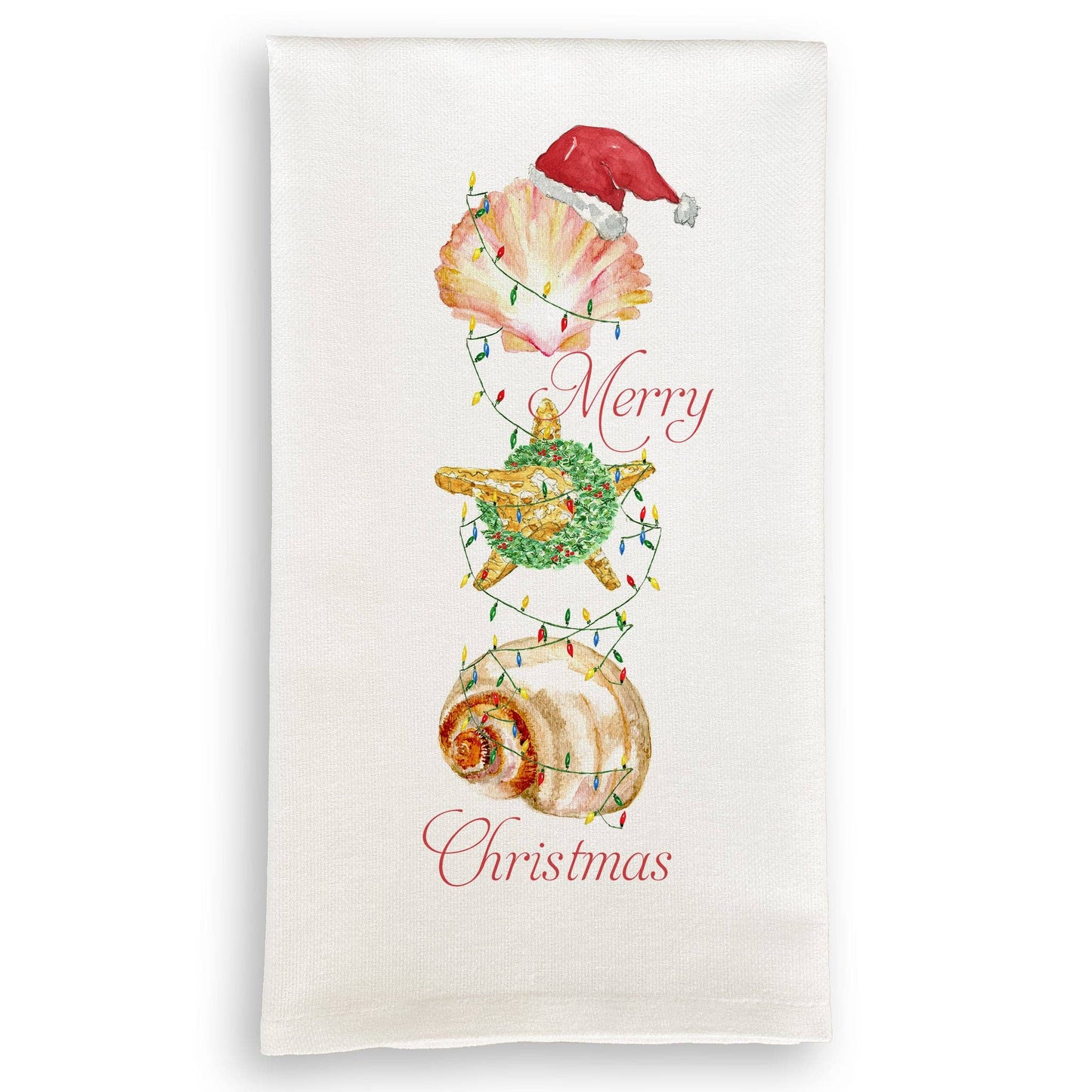 Three Christmas Shells Tea Towel
