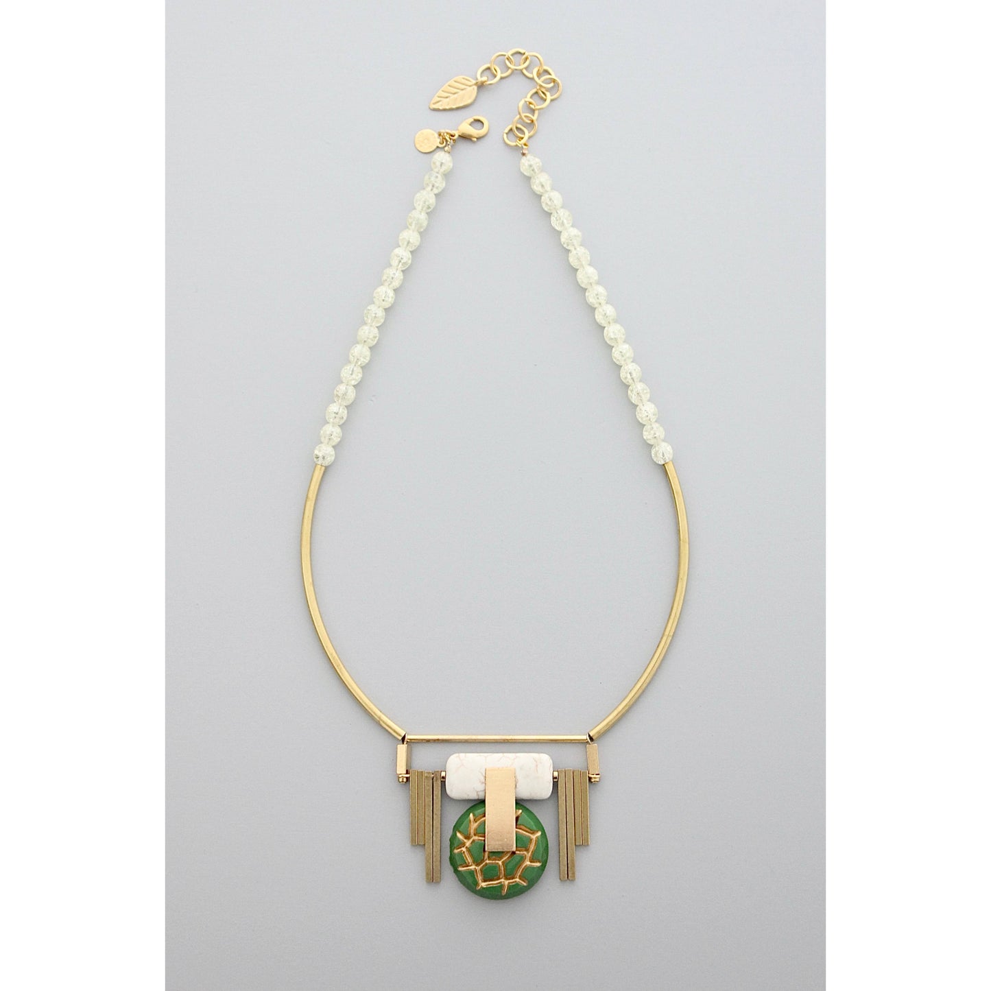 Vintage Glass Geometric Statement Necklace