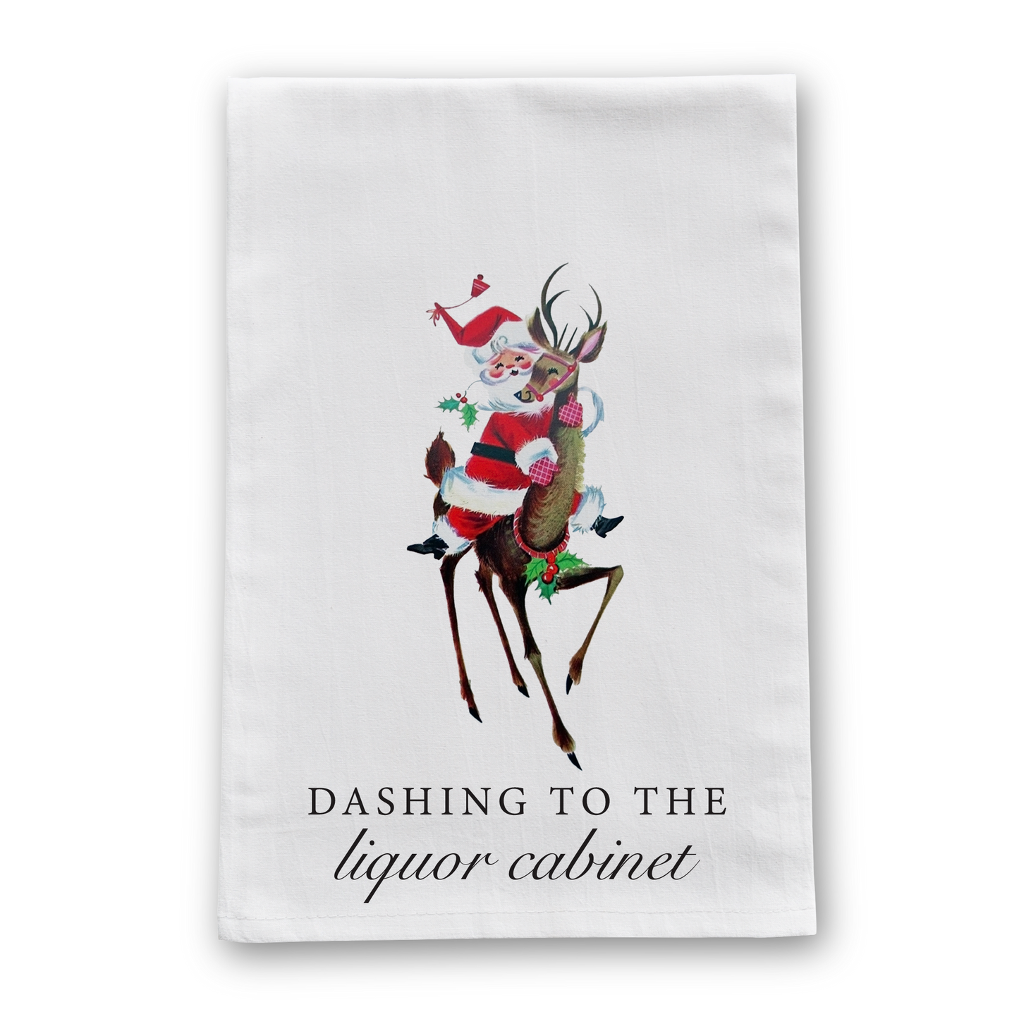 Dashing To the Liquor Cabinet Tea Towel
