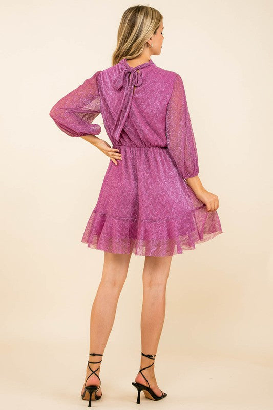 FINAL SALE Metallic Mesh Mini Dress