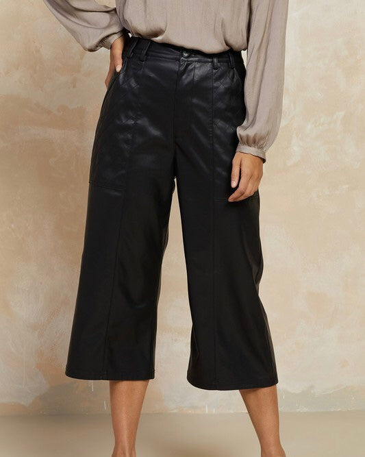 Vegan Leather Wide Legged Pants