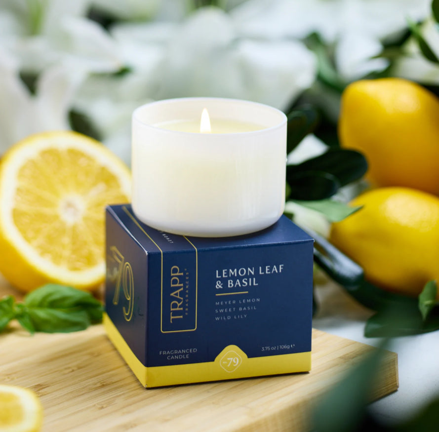 Trapp Lemon Leaf & Basil Candles- 7 oz, 3.75 oz, Votive