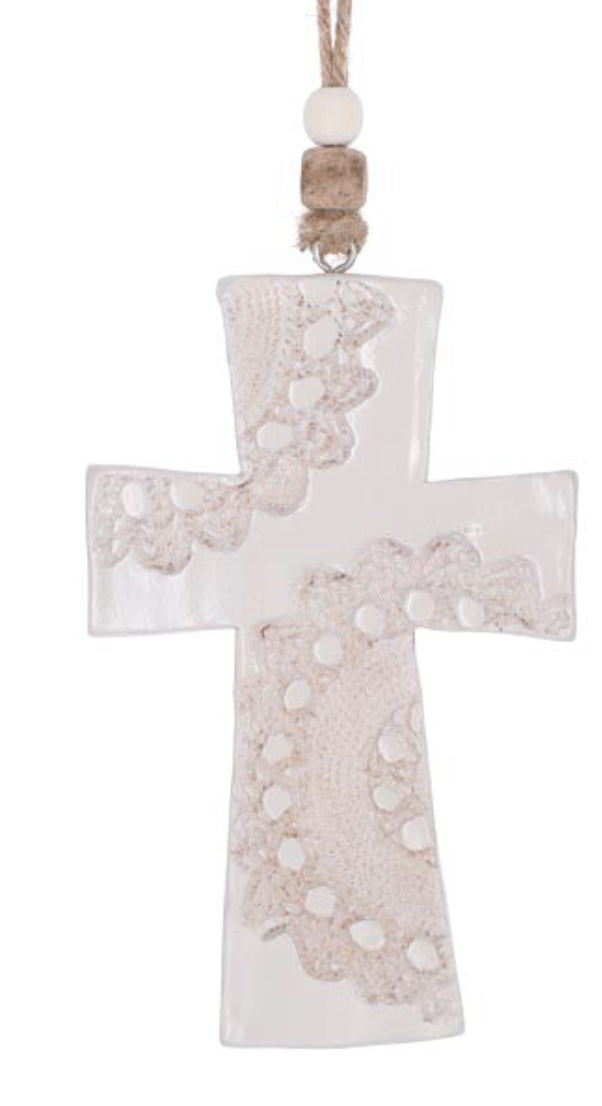 Cross Lace Imprinted Ornaments