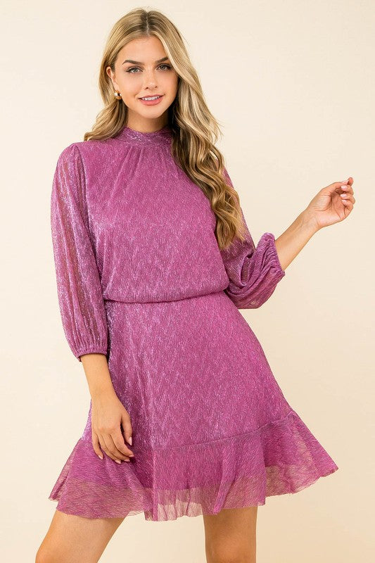 FINAL SALE Metallic Mesh Mini Dress