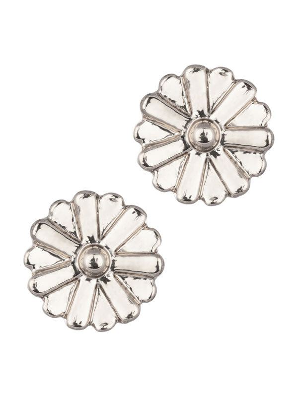 FINAL SALE Flower Stud Earrings In Silver