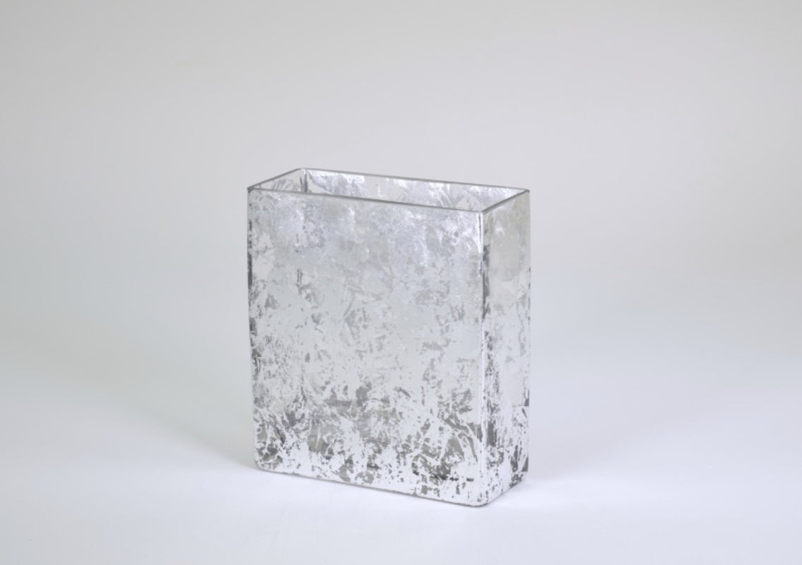 Tamara Childs 6” Rectangular Glass Vase-Silver Wabi Sabi