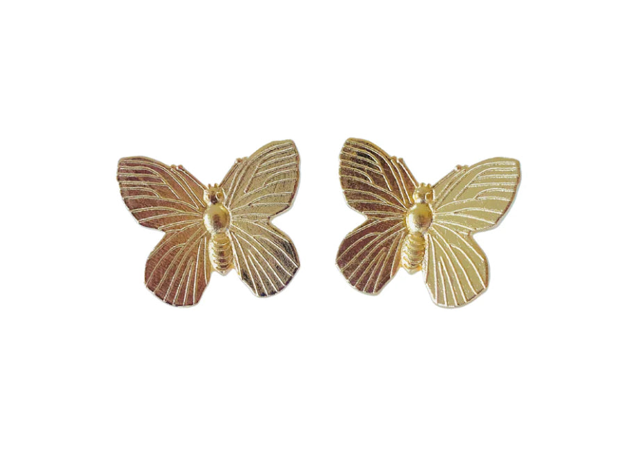 FINAL SALE The Pink Reef- Butterfly Earrings In Gold