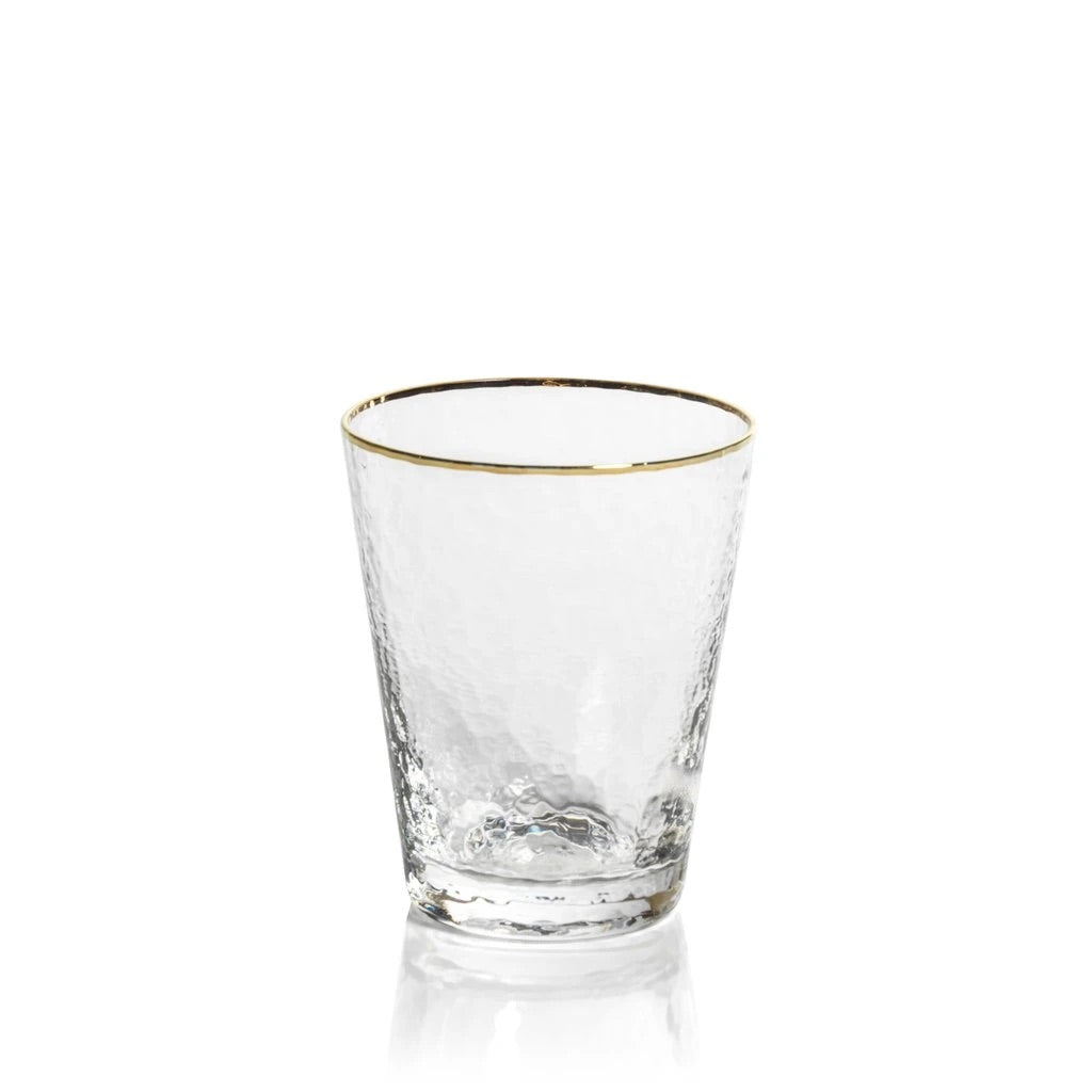 Negroni Hammered Tapered Ball Glasses with Gold Rim
