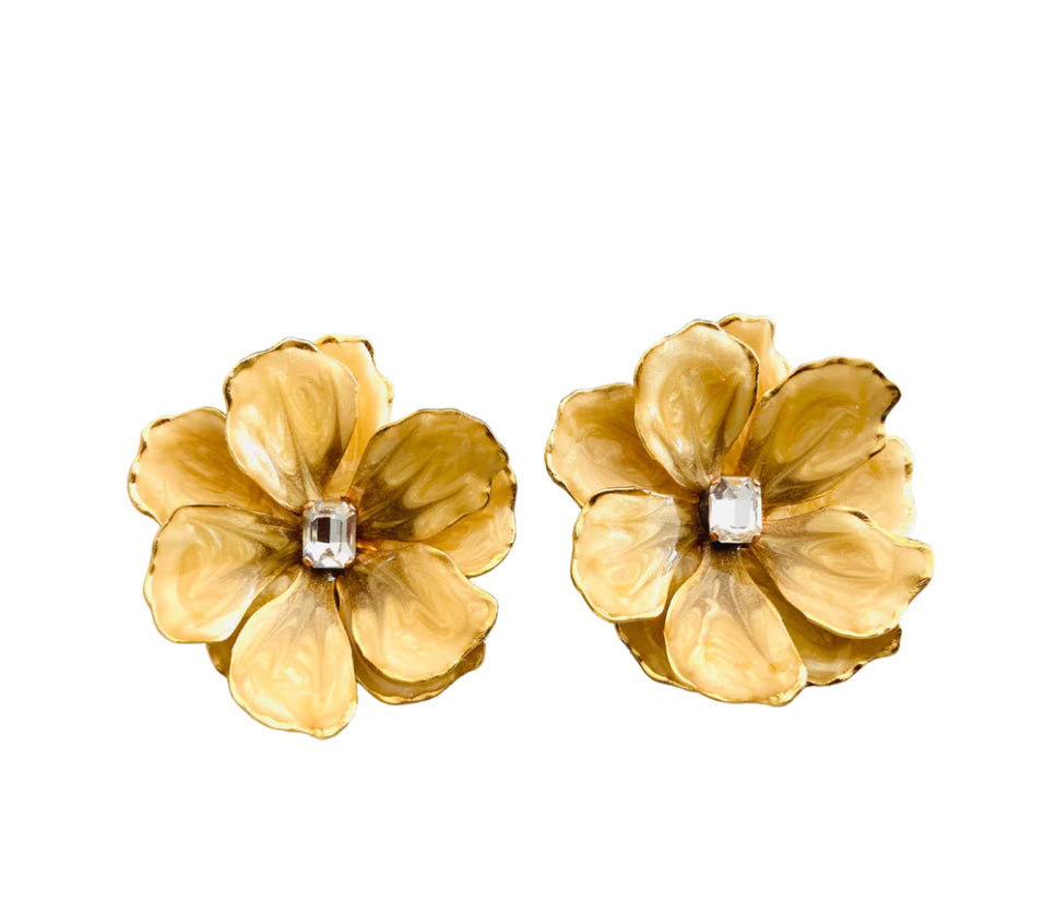 FINAL SALE The Pink Reef- Flower Earring In Golden Sun