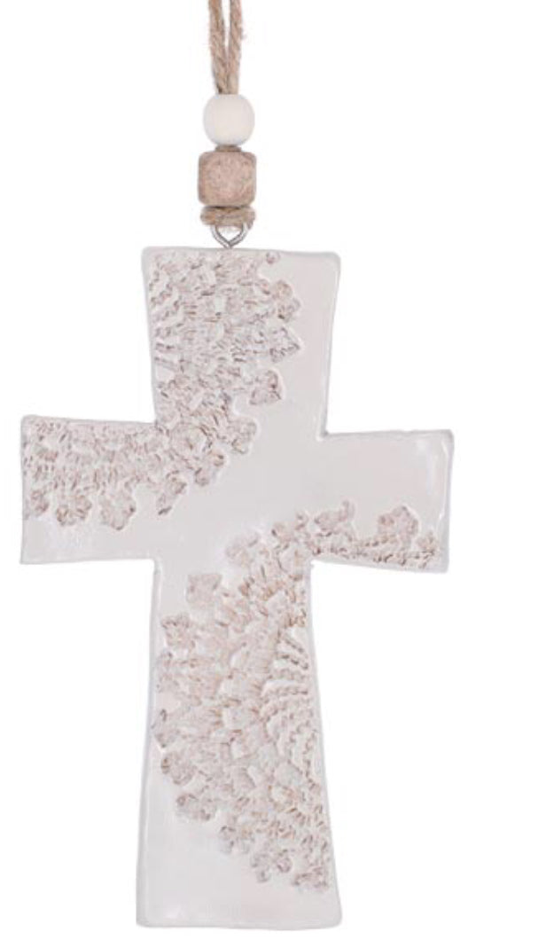 Cross Lace Imprinted Ornaments