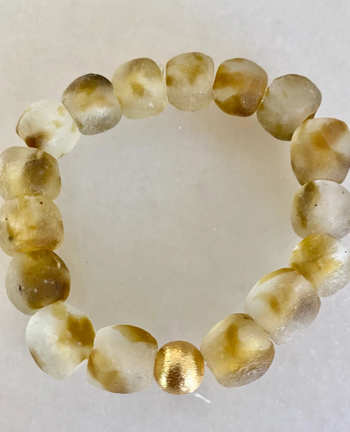 Coastal Grit Brown Swirl Seascape Bracelet- Gold Ball