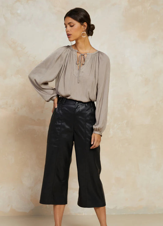 FINAL SALE Vegan Leather Wide Legged Pants