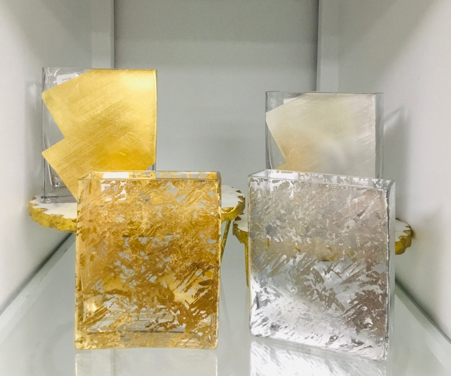 Tamara Childs 6” Rectangular Glass Vase-Silver Wabi Sabi