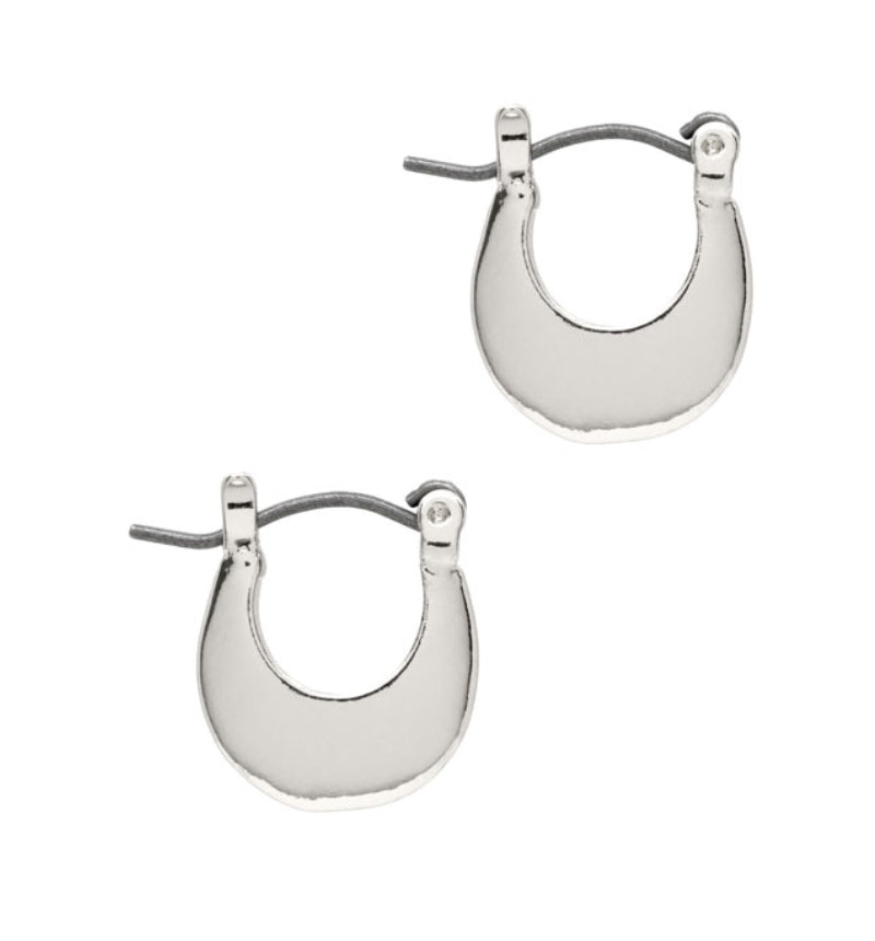 FINAL SALE Mini Crescent Hoop Earrings In Silver