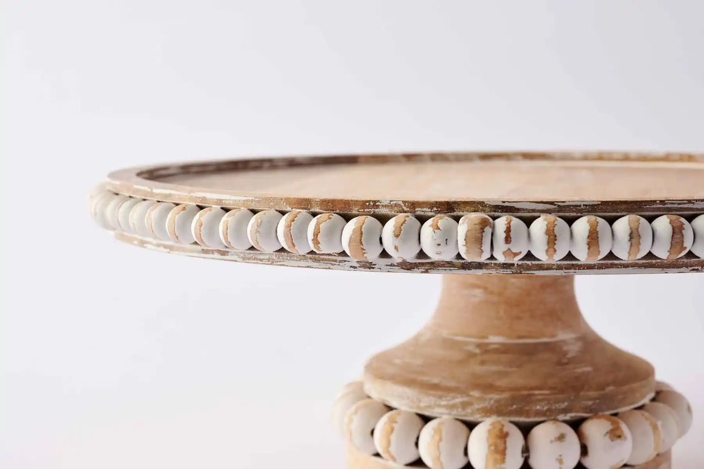 Beaded Wood Cake Stand Set