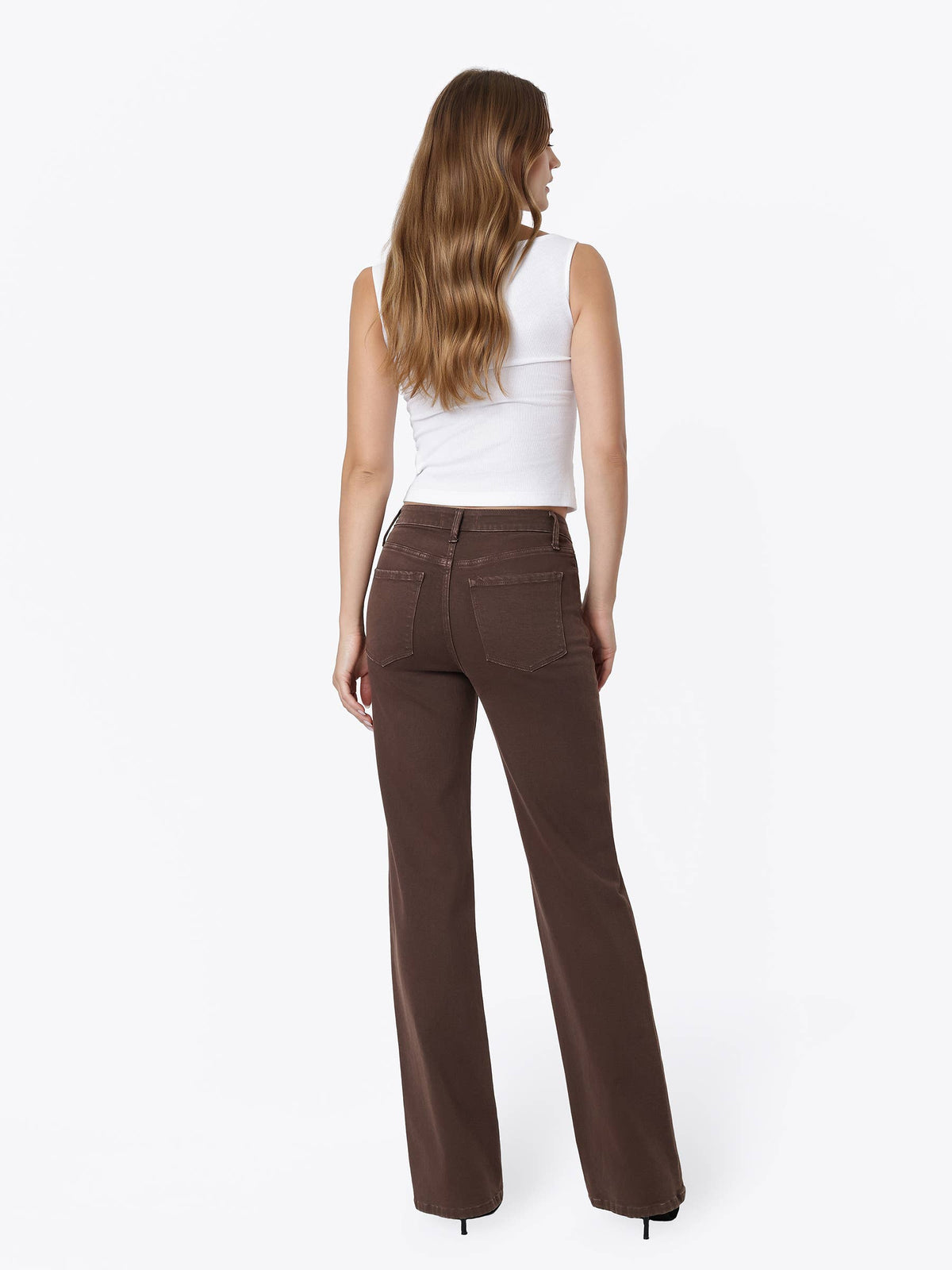 Espresso High Ride Slim Wide Leg Jean