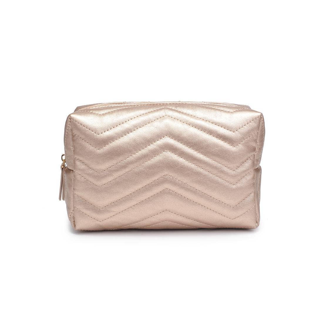 Chic Stitch Cosmetic Pouch: Gold