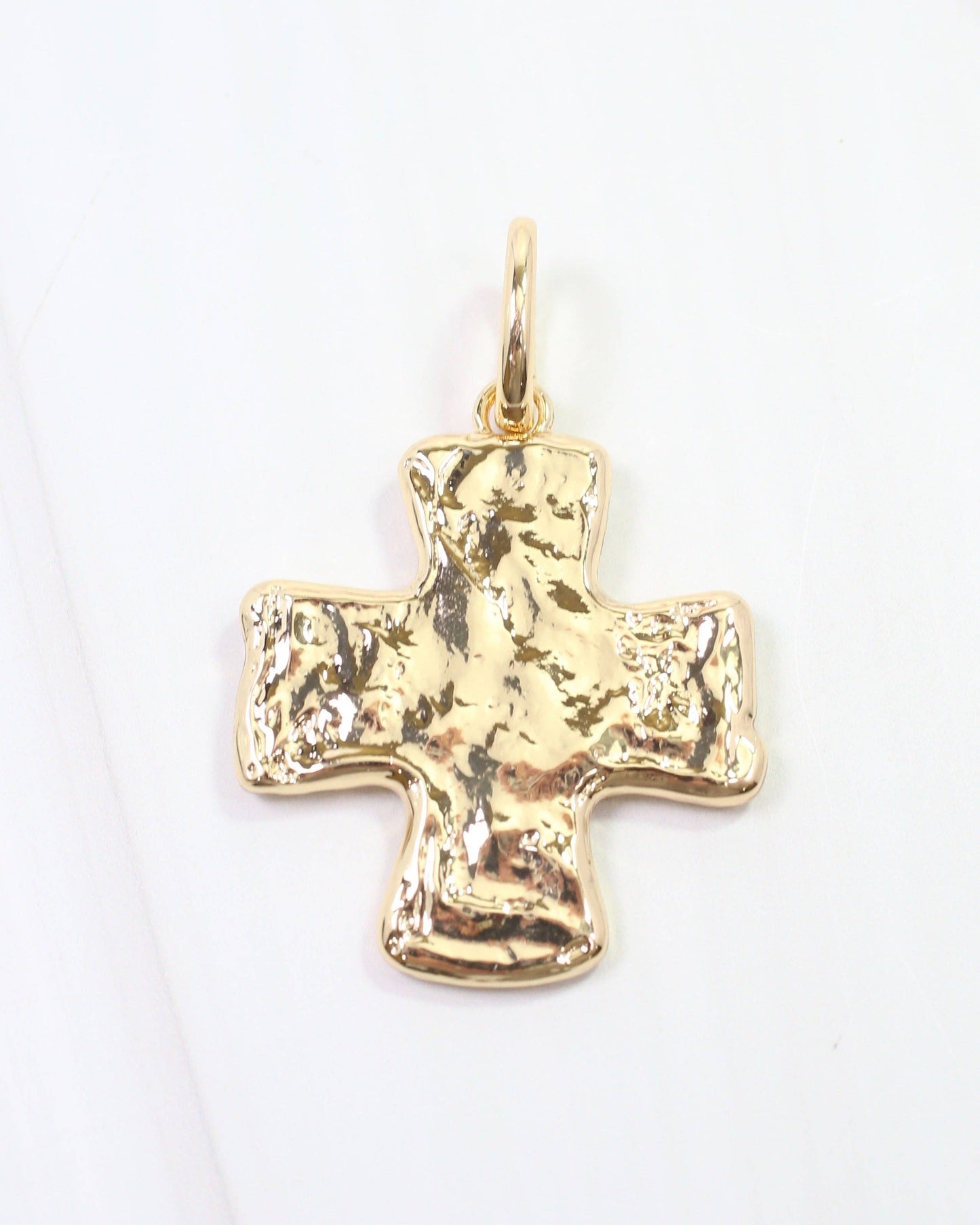 Hilda Hammered Large Gold Cross Charm