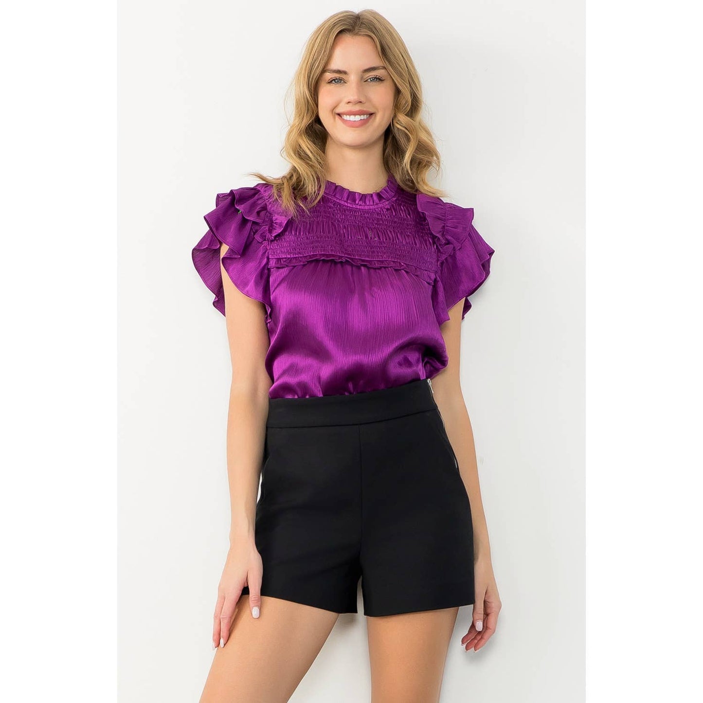 Flutter Sleeve Glimmer Top