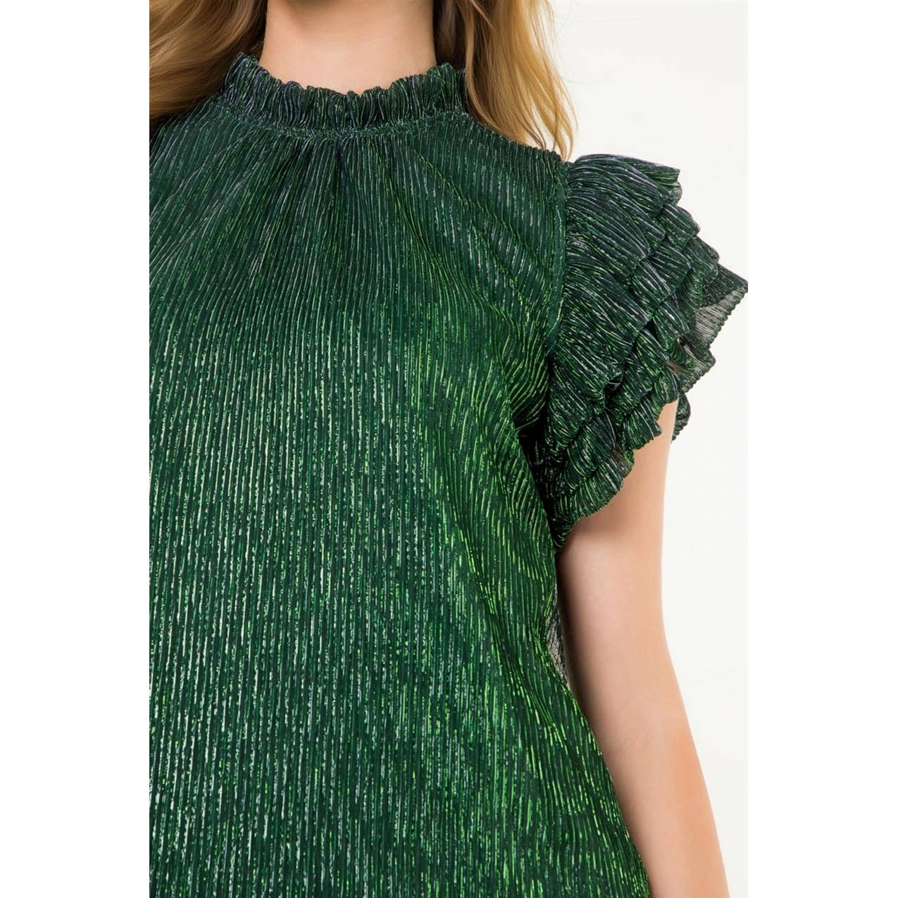 Flutter Sleeve Metallic Top