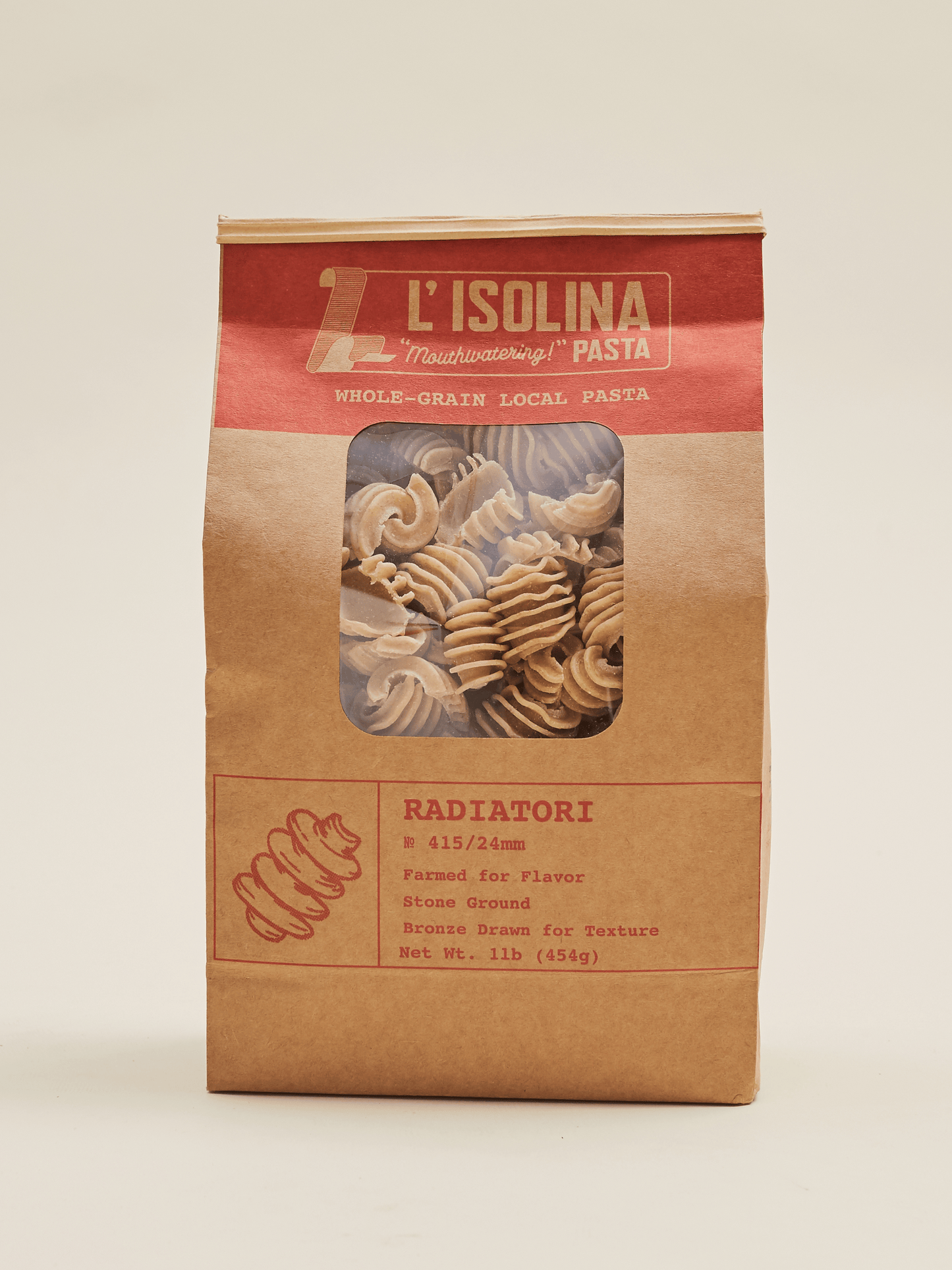 Regenerative Whole-Grain Radiatori - L'Isolina “Farmed for Flavor” Pasta