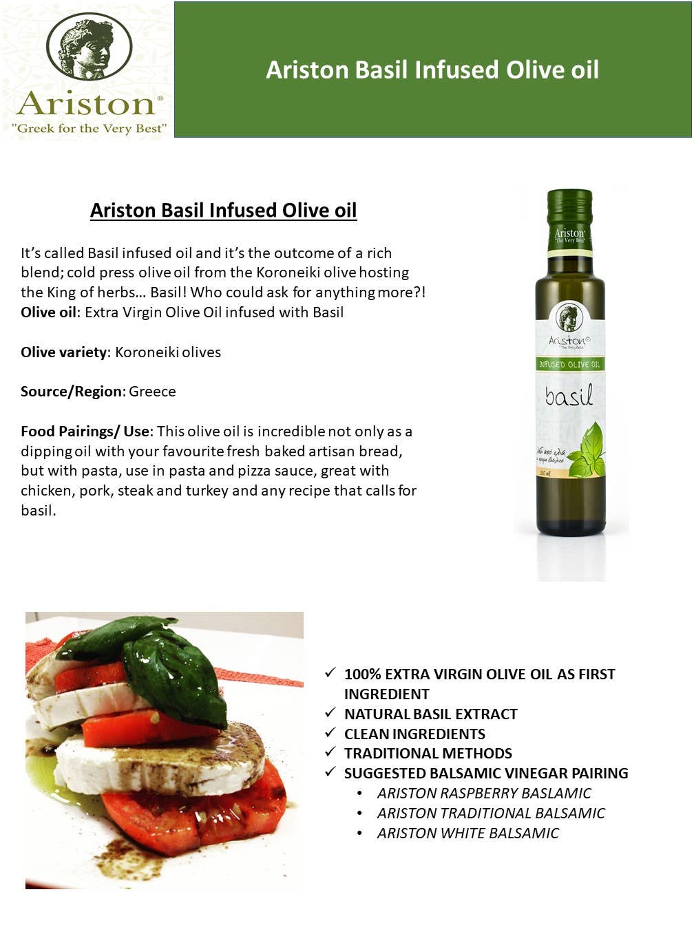 Ariston Basil Infused Extra Virgin Olive Oil