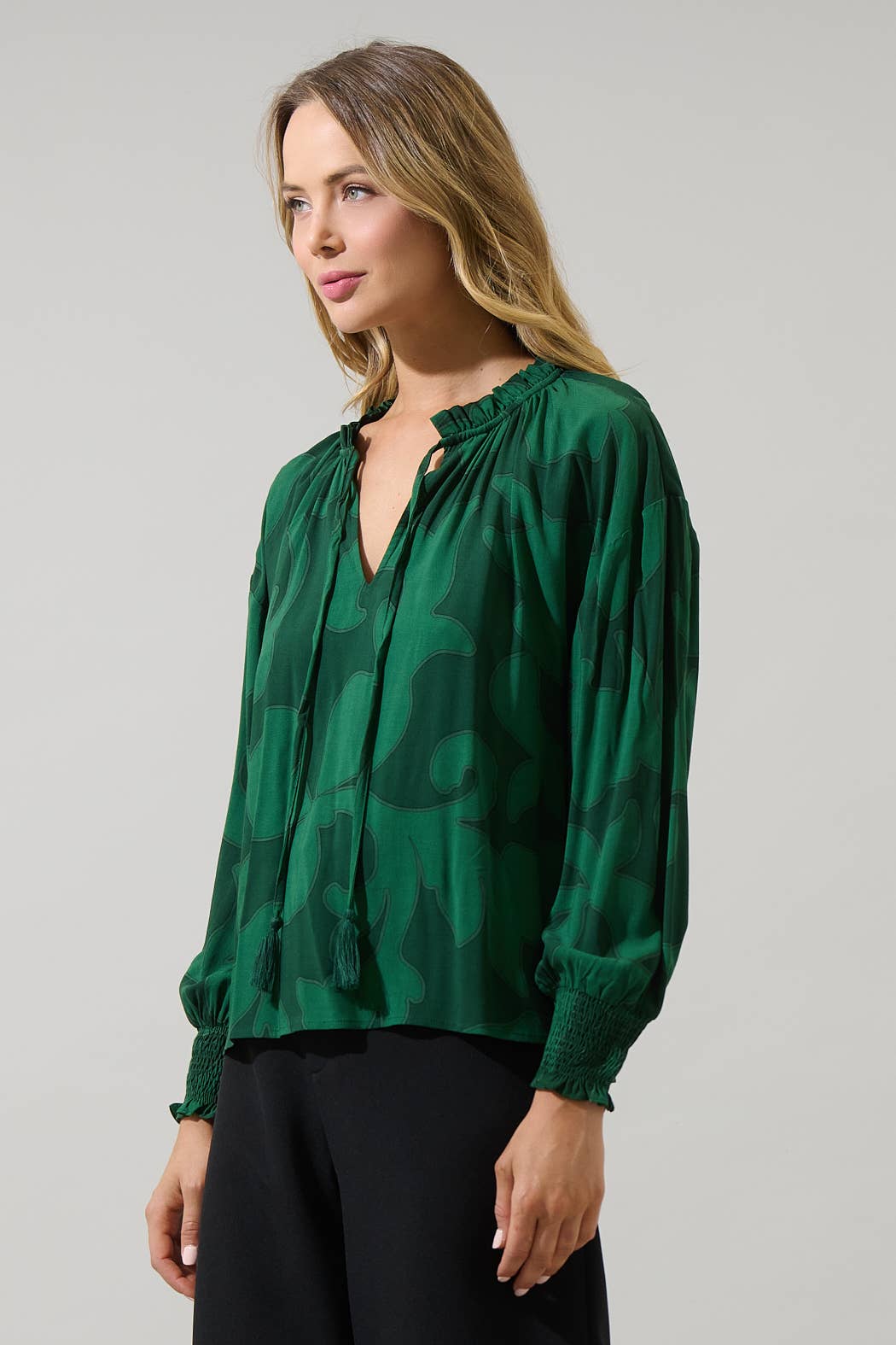 Emerald Vine Tassel Blouse