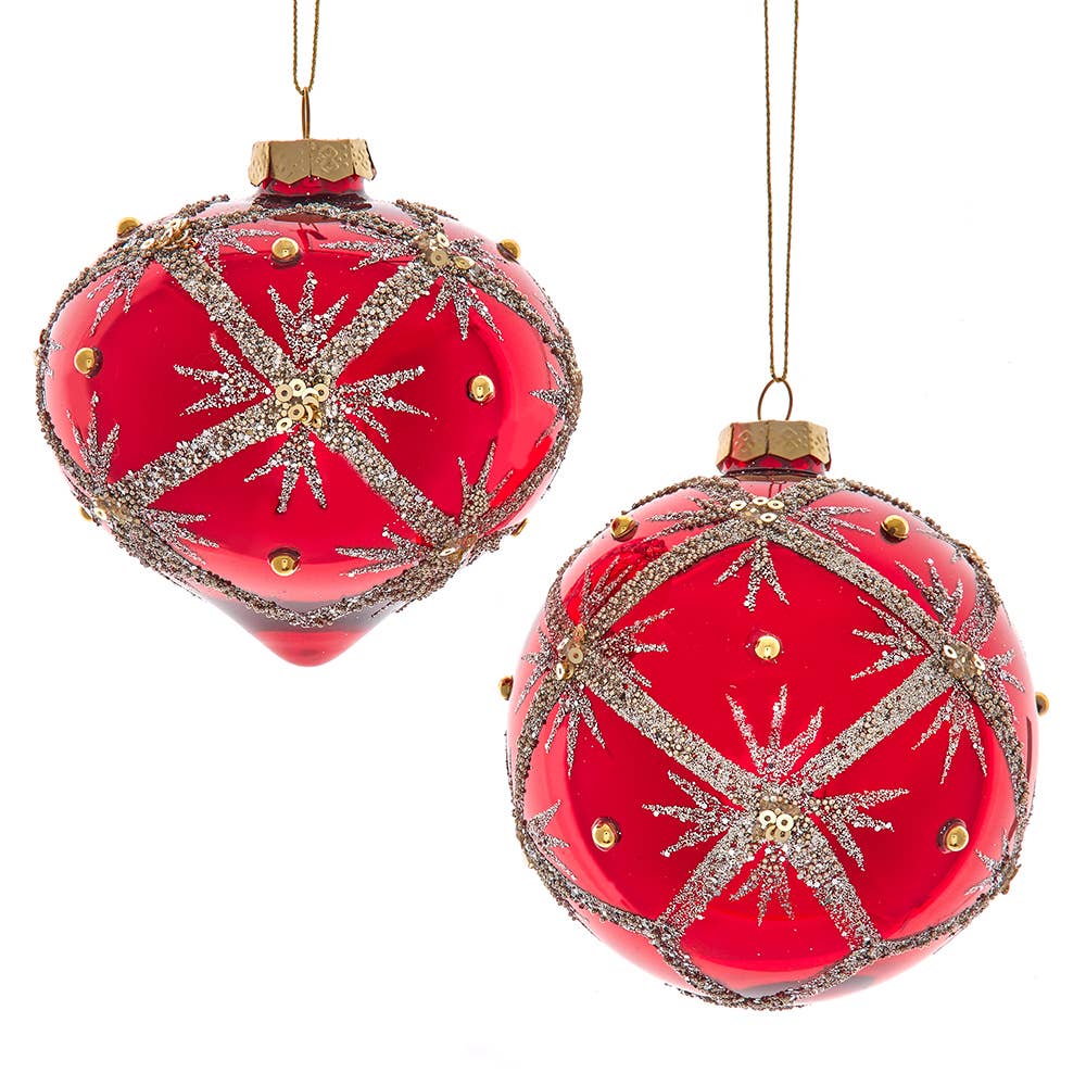 Cranberry Glass Ball Ornaments