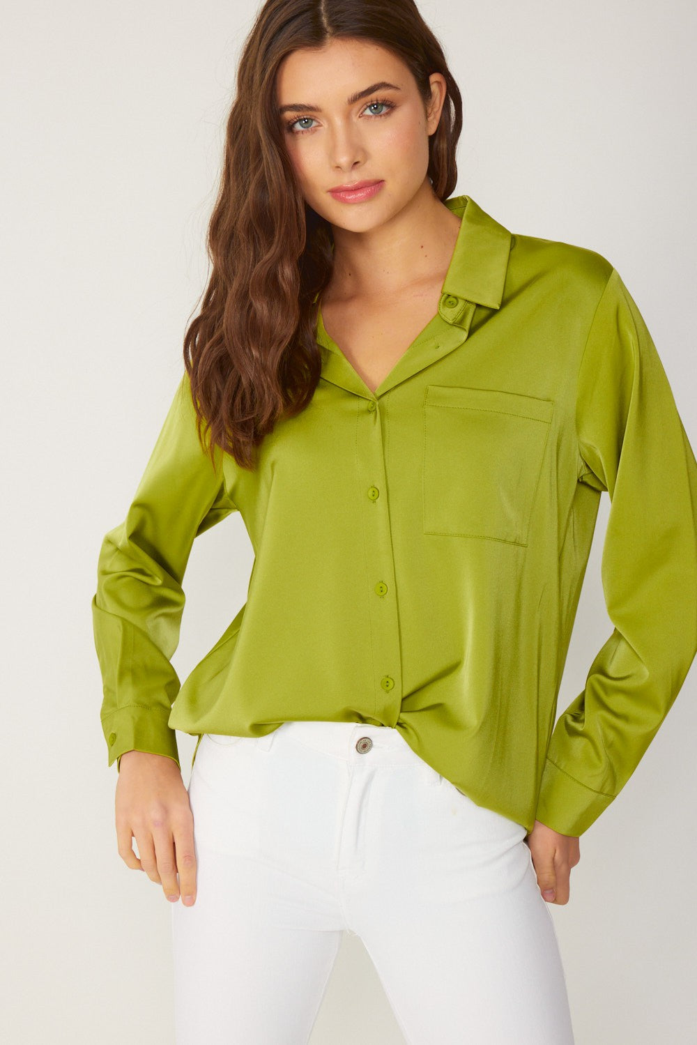 Satin Button Down Top