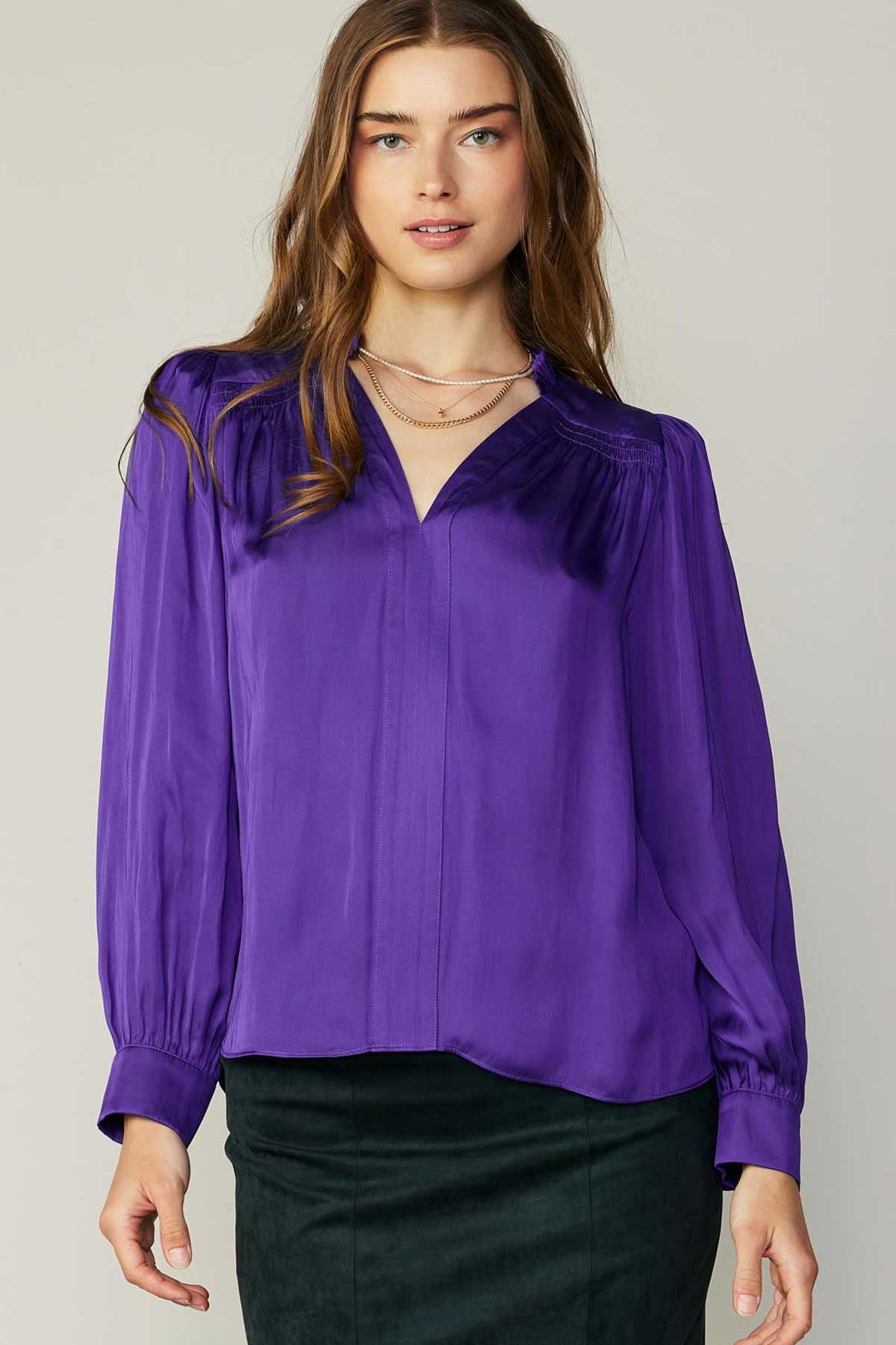 Purple Long Sleeve Blouse