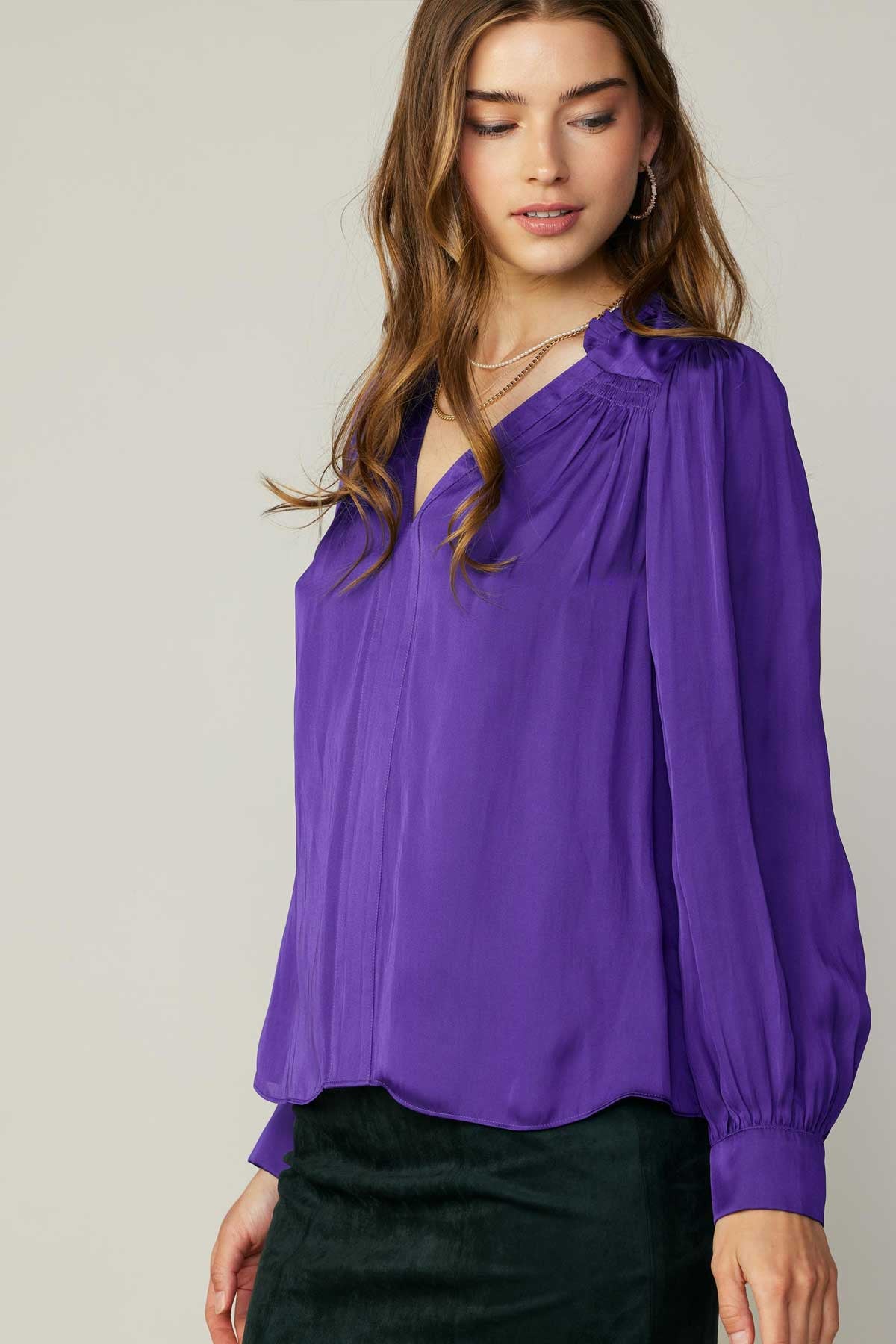 Purple Long Sleeve Blouse
