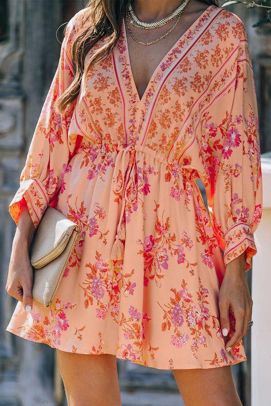 FINAL SALE Floral Kimono Sleeved Dress
