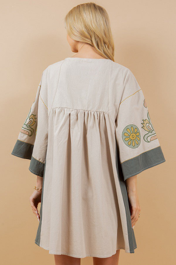 FINAL SALE Wide Sleeved Embroidery Dress