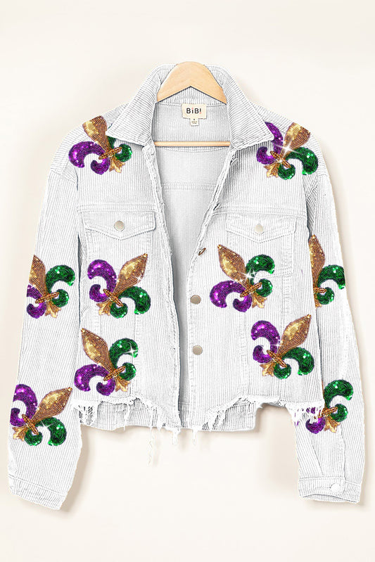 Fleur De Lis Sequin Patches Mardi Jacket