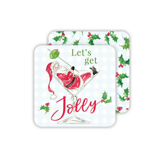 Let’s Get Jolly Santa Cocktail Paper Coasters