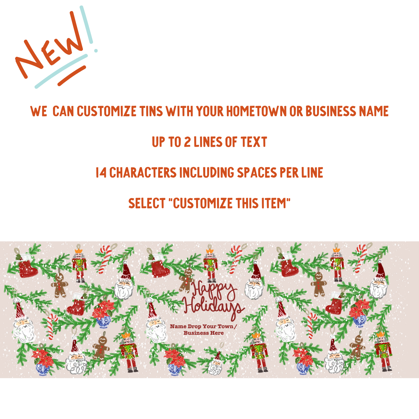 Happy Holidays Tin w/Gourmet Chocolate Covered Pecans