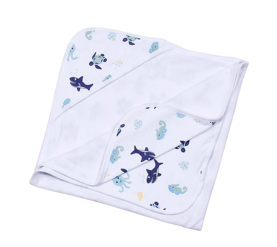 Blue Sea Life Hooded Towel