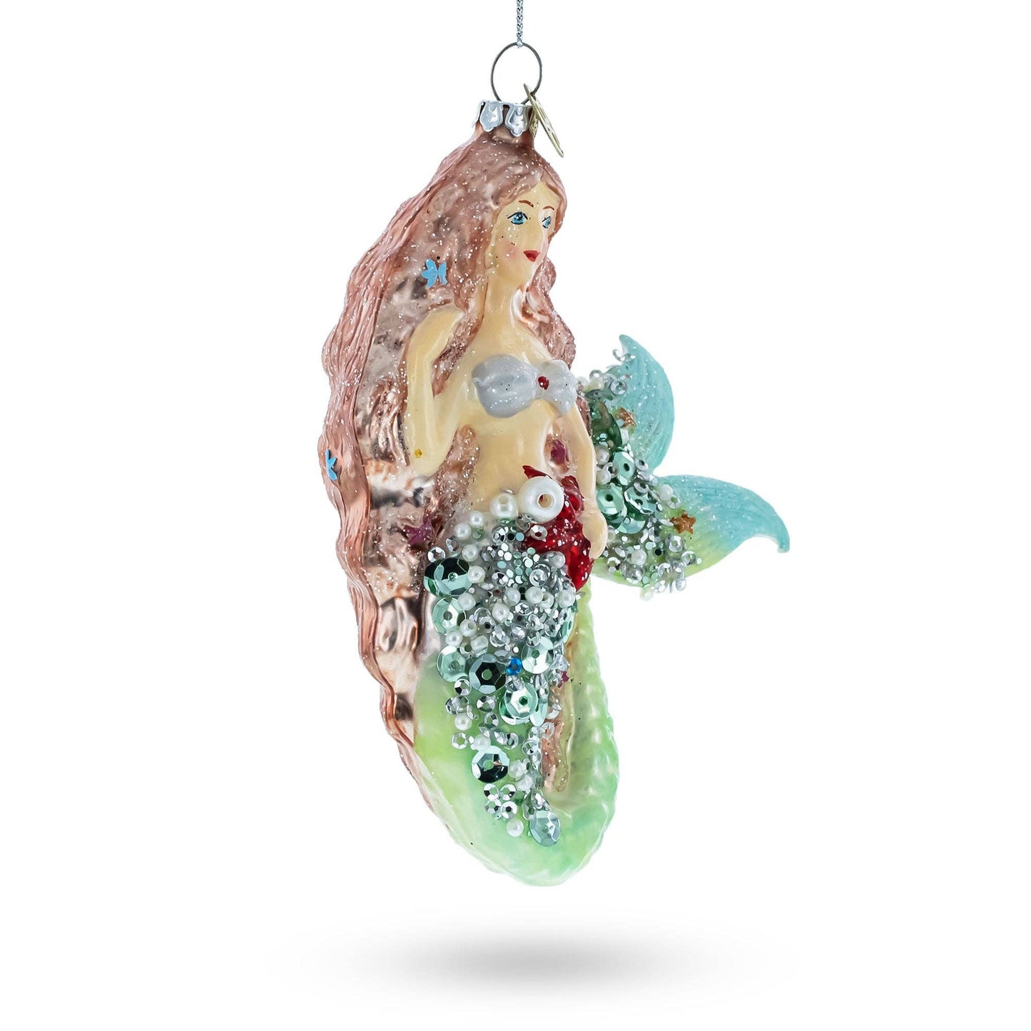 Glimmering Mermaid Glass Ornament