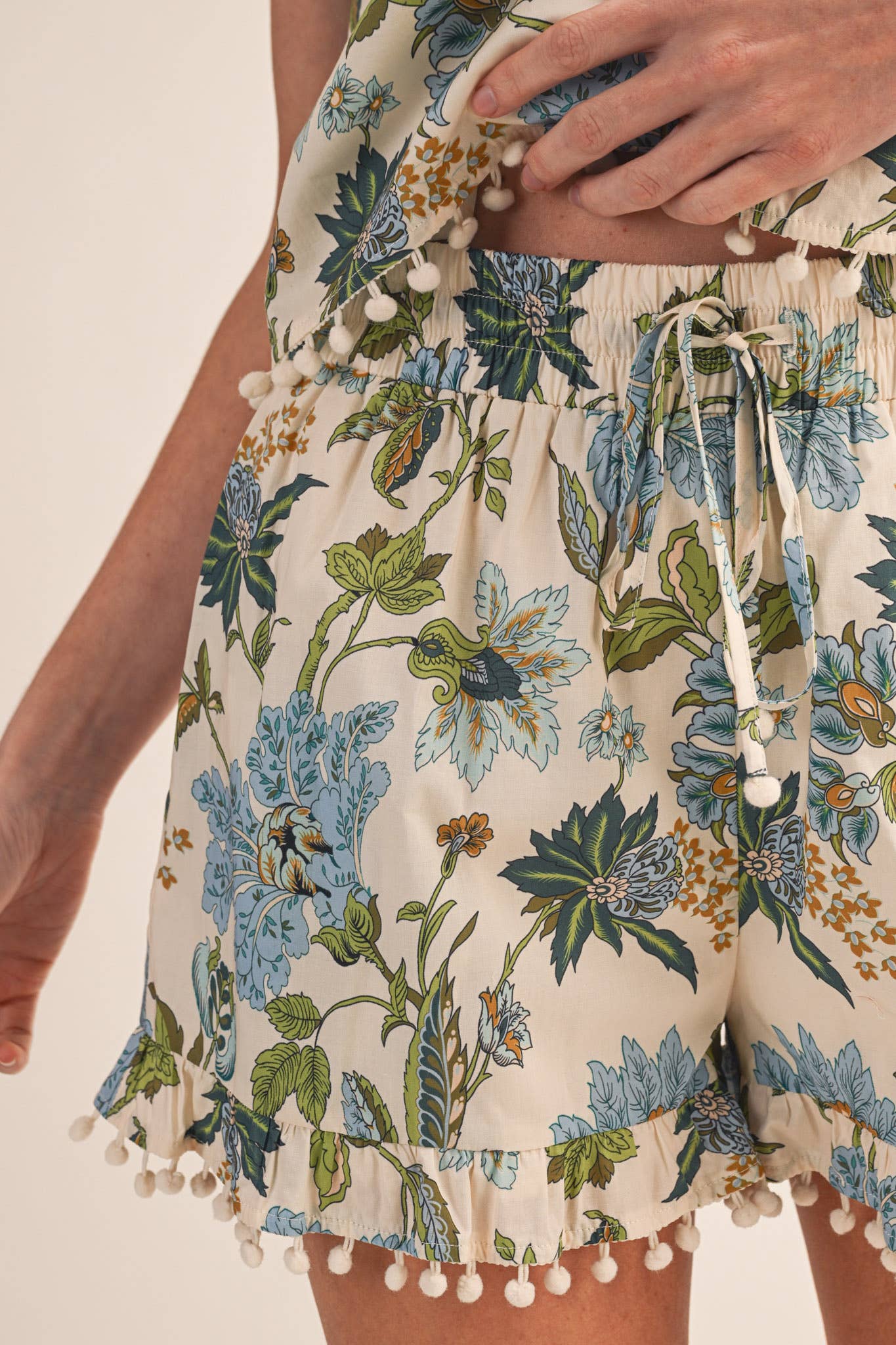 Floral Pom Pom Top & Shorts Set