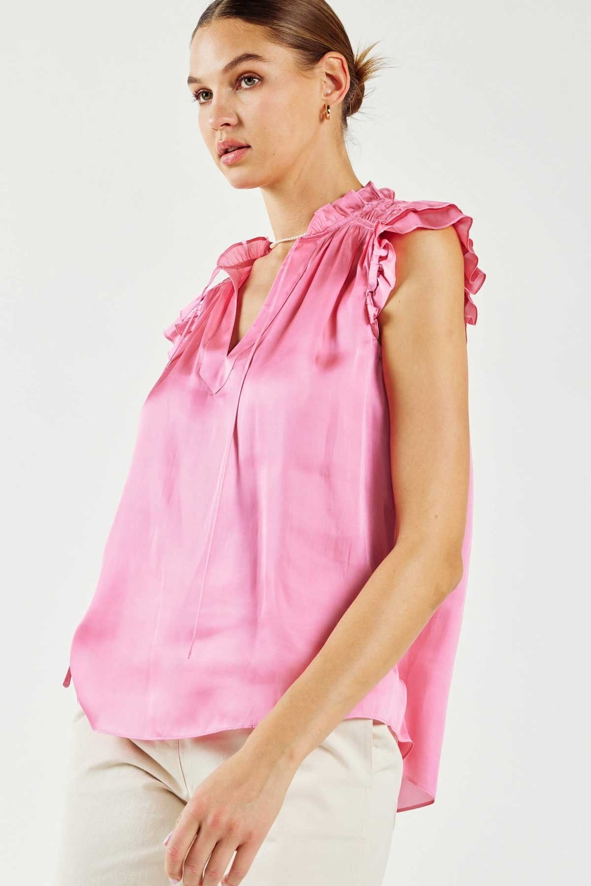 FINAL SALE Ruffle Detail Smocked Blouse