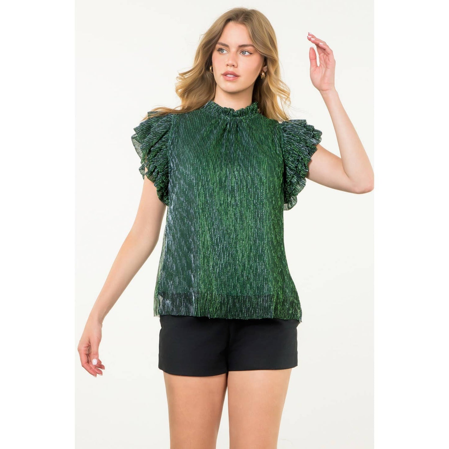 Flutter Sleeve Metallic Top