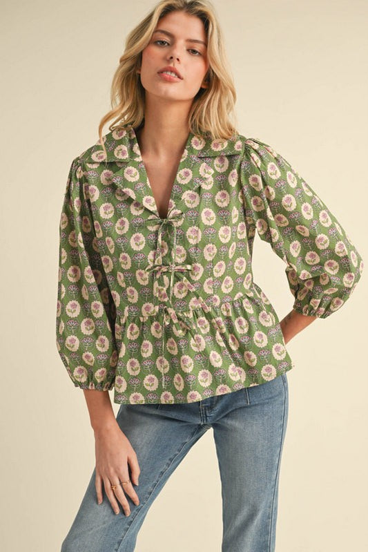 Flower Print Peplum Top