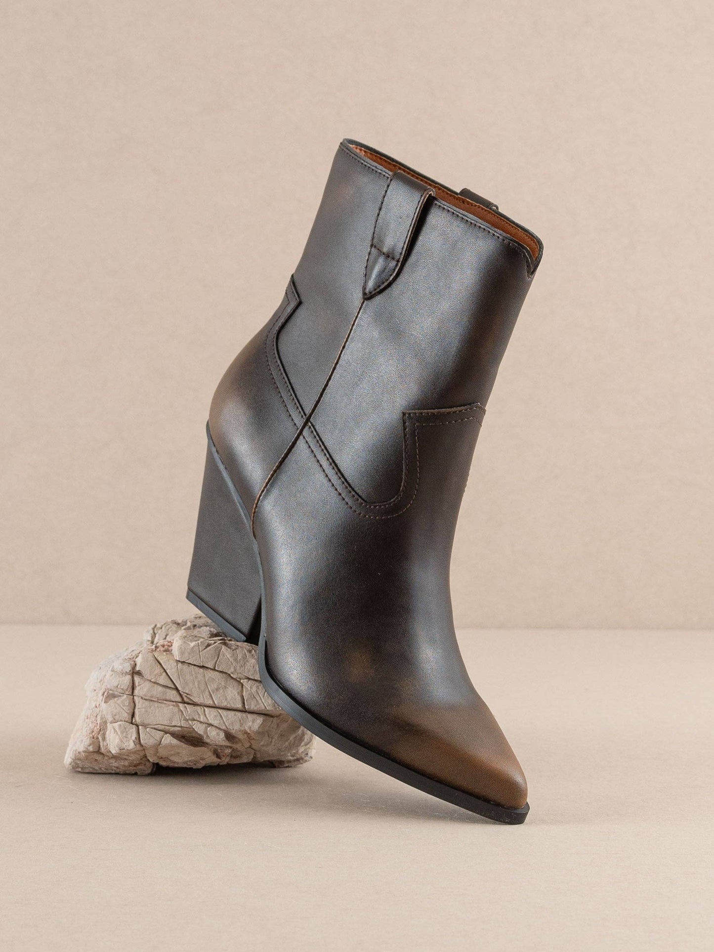 Brooks Coffee Two Toned Western Bootie